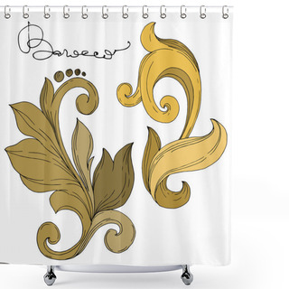 Personality  Vector Golden Monogram Floral Ornament. Isolated Ornament Illustration Element. Black And White Engraved Ink Art. Shower Curtains