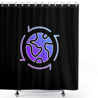 Personality  Around The World Blue Gradient Vector Icon Shower Curtains