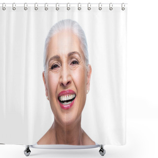 Personality  Smiling Senior Woman Shower Curtains