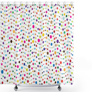 Personality  Color Polka Dots And Vawes Background Shower Curtains