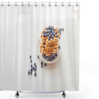 Personality  Tasty Waffles With Blueberries Shower Curtains