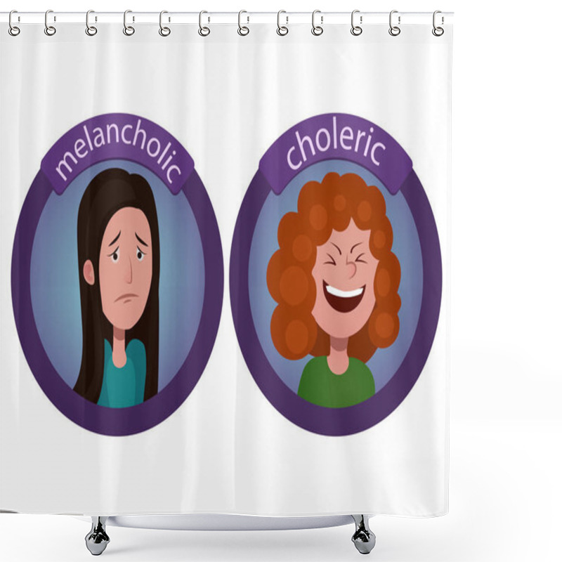 Personality  Character With A Different Temperament Vector Shower Curtains