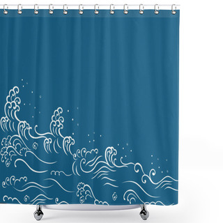 Personality  Japanese Style Wave And Copyspace. Shower Curtains