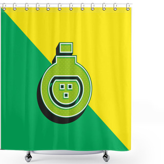 Personality  Antidote Green And Yellow Modern 3d Vector Icon Logo Shower Curtains