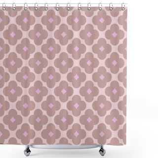 Personality  Seamless Geometric Pattern, Fashion Design In Pale Taupe And Pink Colors. Shower Curtains