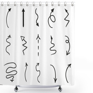 Personality  Infographic Elements On Isolated White Background. Hand Drawn Simple Arrows. Line Art. Set Of Different Pointers. Abstract Indicators. Black And White Illustration. Sketchy Doodles For Work Shower Curtains