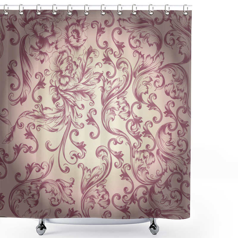 Personality  Seamless Vector Pattern With Swirl Ornament Shower Curtains