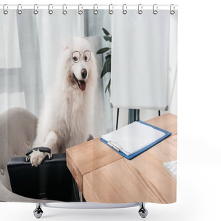 Personality  Business Dog With Briefcase  Shower Curtains