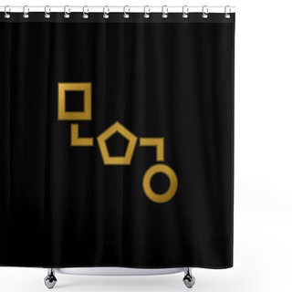 Personality  Blocks Scheme Of Three Shapes Gold Plated Metalic Icon Or Logo Vector Shower Curtains