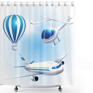 Personality  Set Of Icons Transport Shower Curtains
