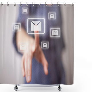 Personality  Hand Pressing E-mail Sign Shower Curtains