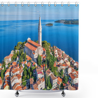 Personality  Aerial View To Roving Old Town, Popular Travel Destination In Croatia. Shower Curtains