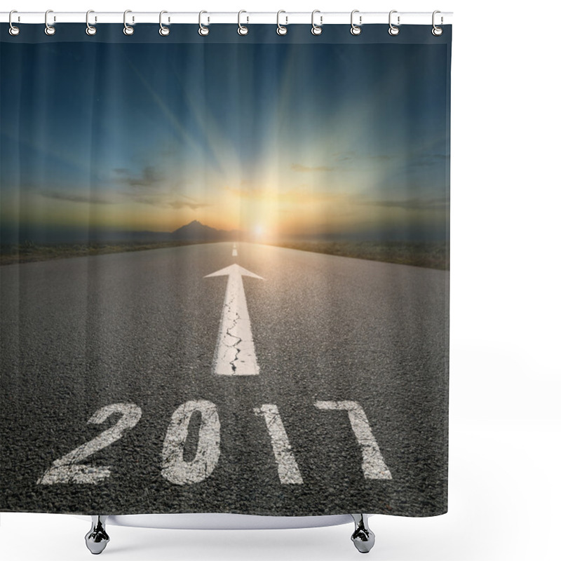 Personality  Empty Open Road To Upcoming 2017 At Beautiful Sunset Shower Curtains