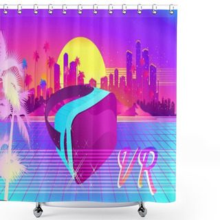 Personality  Futuristic Horizontal Banner Virtual Reality Shower Curtains