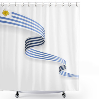 Personality  Uruguayan Flag Wavy Abstract Background. Vector Illustration. Shower Curtains