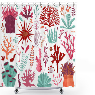 Personality  Underwater Coral Reef With Seaweeds And Anemones Shower Curtains