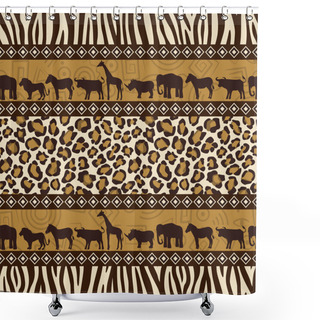 Personality  African Style Seamless Pattern With Wild Animals Shower Curtains