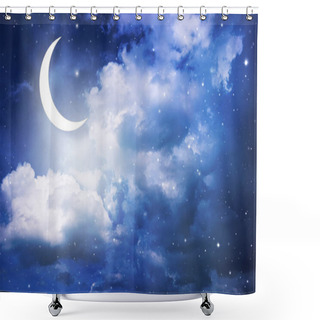 Personality  Night Sky And Moon, Stars,Ramadan Kareem Celebration. Shower Curtains
