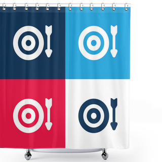 Personality  Archery Blue And Red Four Color Minimal Icon Set Shower Curtains