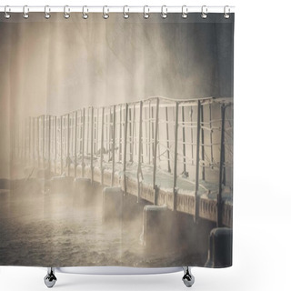 Personality   Bridge Made Of Concrete Blocks  Over The River In Winter Shower Curtains