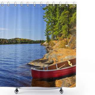 Personality  Canoe On Shore Shower Curtains