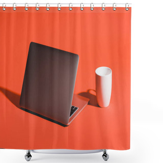 Personality  Cup Of Coffee And Laptop Shower Curtains