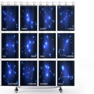 Personality  Set Of Symbol Zodiac Sign. Vector Illustration. Shower Curtains