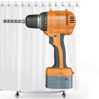 Personality  Orange Cordless Drill Shower Curtains