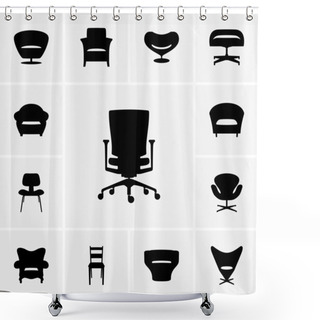 Personality  Modern Chair Icons Shower Curtains