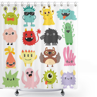 Personality  Cute Monsters Vector Set. Shower Curtains