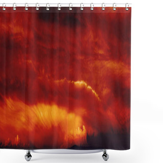 Personality  Panoramic Hell Like Cloudy Sky In The Evening. Shower Curtains