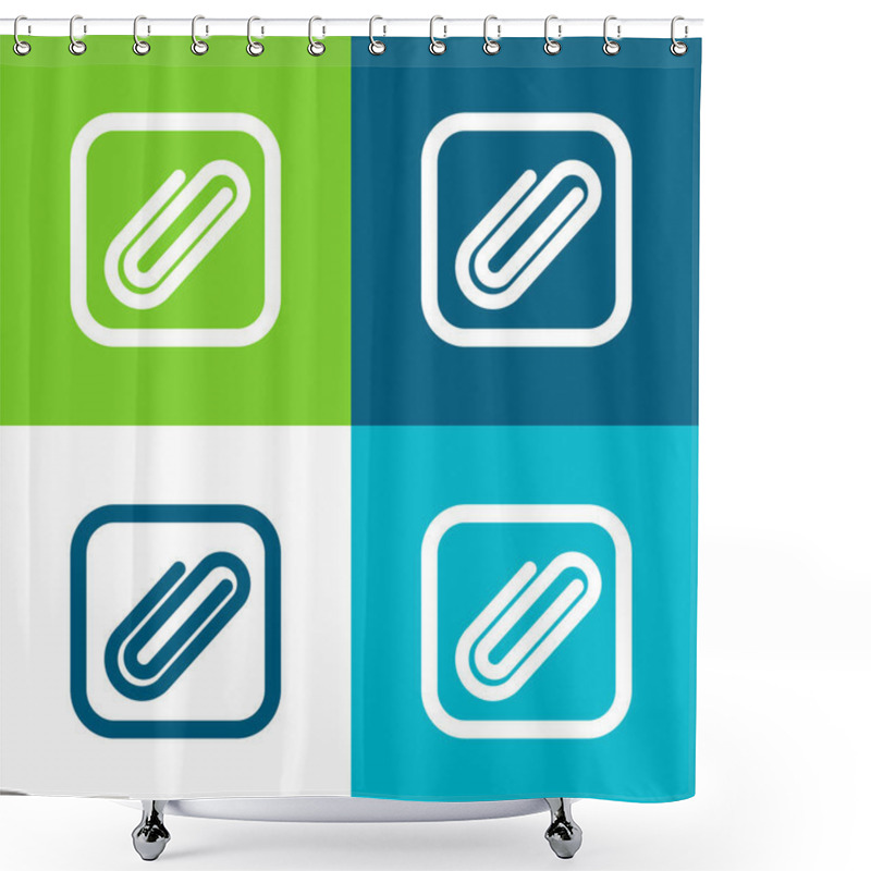 Personality  Attach Button Flat four color minimal icon set shower curtains