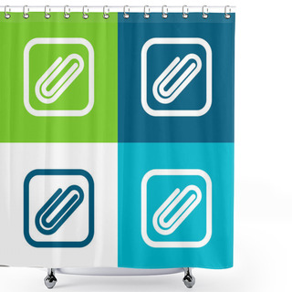Personality  Attach Button Flat Four Color Minimal Icon Set Shower Curtains