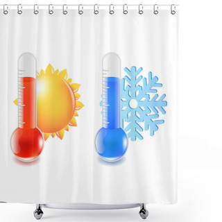Personality  Thermometer Hot And Cold Temperature Shower Curtains