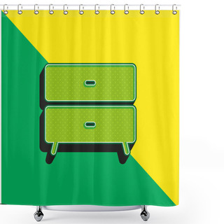 Personality  Bedside Table Green And Yellow Modern 3d Vector Icon Logo Shower Curtains