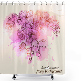 Personality  Hand Drawn Orchid Flowers Shower Curtains