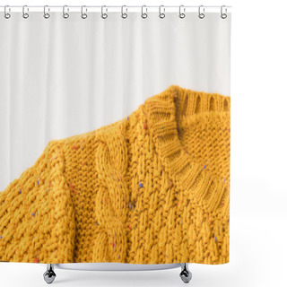 Personality  Knitted Yellow Sweater With Pattern Shower Curtains