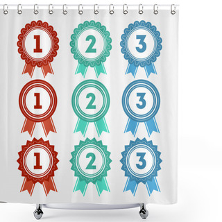 Personality  Ribbon Rosette Badges,Vector Illustration Shower Curtains