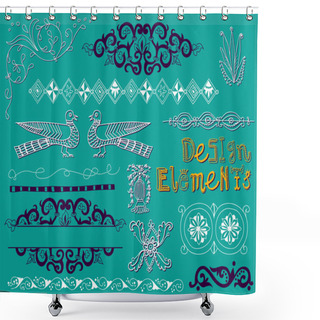 Personality  Doodle Dividers, Borders Shower Curtains