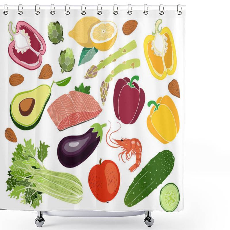 Personality  Healthy Food Illustration Shower Curtains