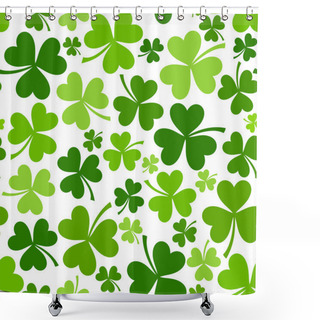 Personality  St. Patrick's Day Vector Seamless Background With Shamrock. Shower Curtains