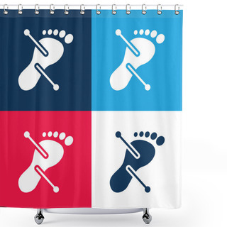 Personality  Acupuncture Blue And Red Four Color Minimal Icon Set Shower Curtains