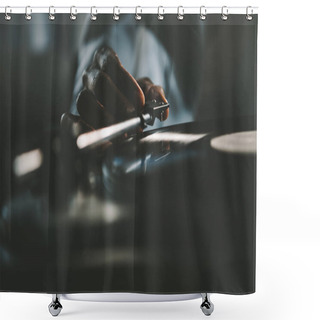 Personality  Man Playing Vinyl Record Shower Curtains