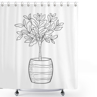 Personality  Vector Cute Card With House Plant In Pot Shower Curtains