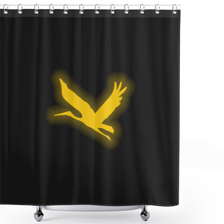 Personality  Bird Flying Shape Yellow Glowing Neon Icon Shower Curtains