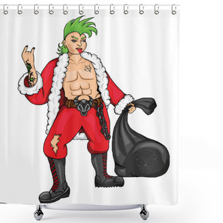 Personality  Santa Claus-Punk Shower Curtains
