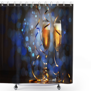 Personality  Glasses Of Champagne At New Year Party Shower Curtains