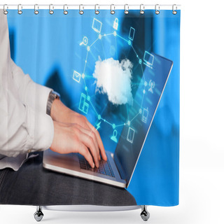 Personality  Hand Working With A Cloud Computing Diagram Shower Curtains