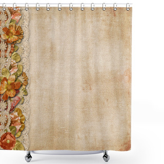 Personality  Vintage Background With Gorgeous Flowers And Lace Shower Curtains