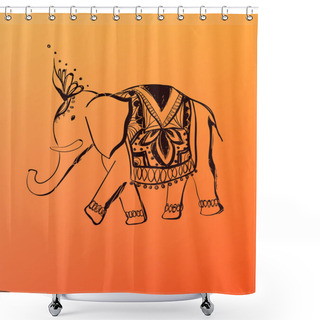 Personality  Vector Hand Drawn Elephant. India Style Illustration. Shower Curtains